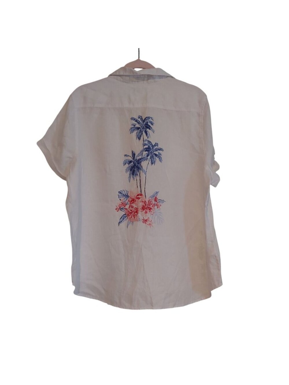Tommy Bahama Linen Camp Shirt Tropical Hawaiian Resort Button Up L Coastal